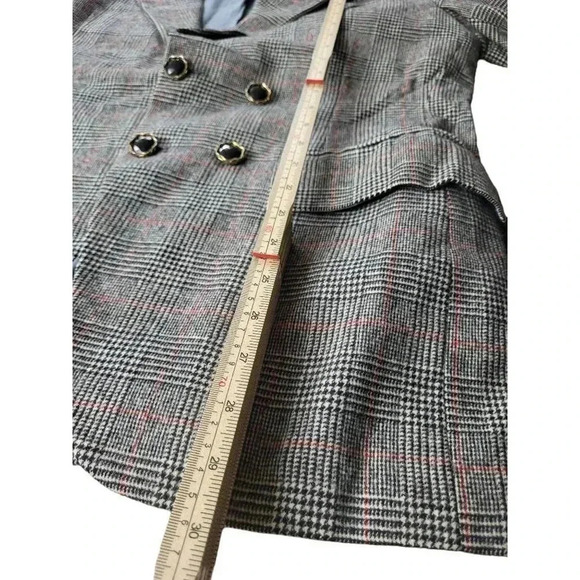 Vintage Mens Burberry Double Breasted Blazer Gray 100% Wool Plaid Lined Notch 42 - Picture 6 of 10